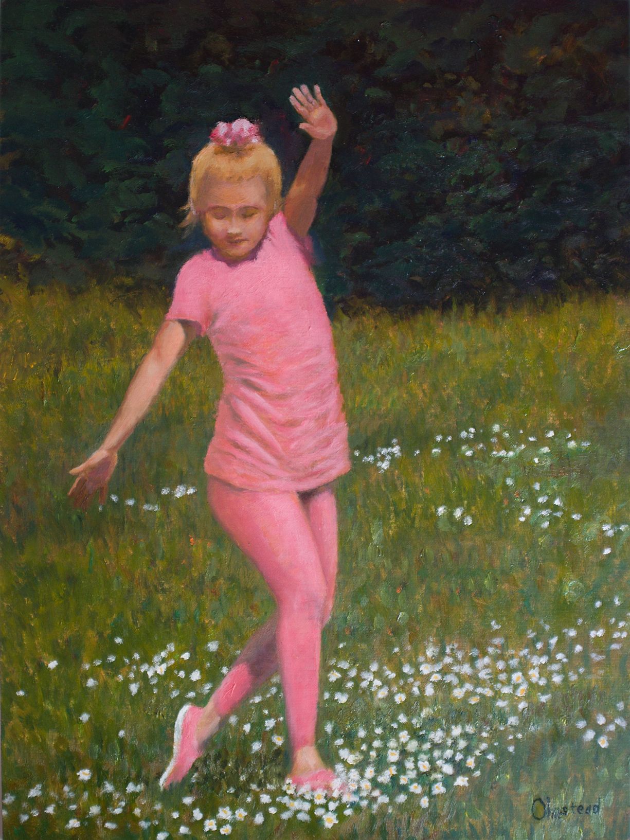 Little Girl Dancing in Flowers 